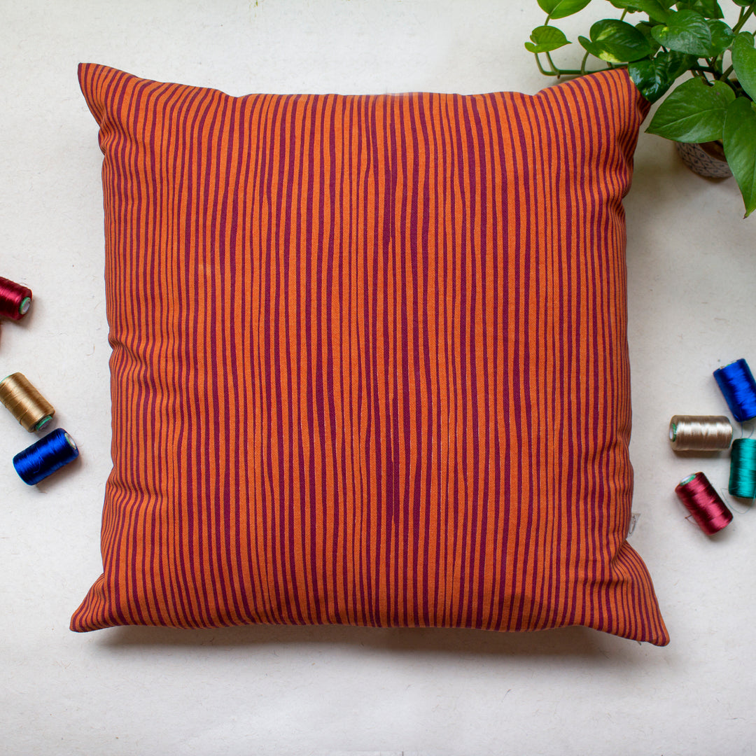 Red Orange Striped Cushion Cover